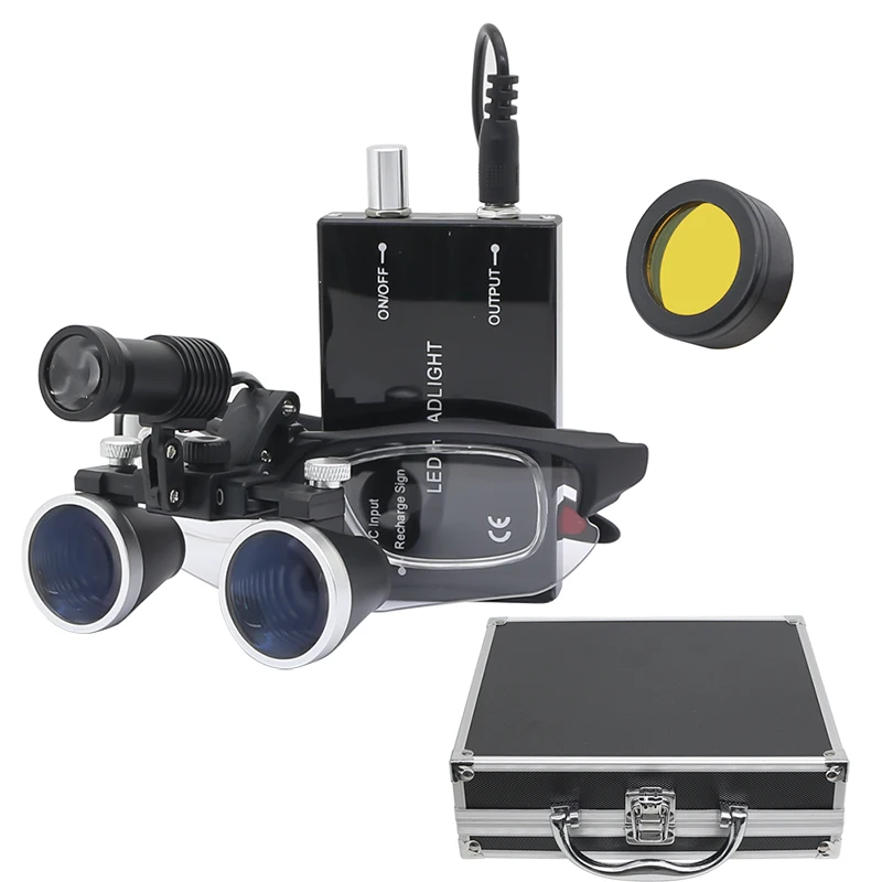 

Стоматологическая 3,5-кратная бинокулярная лупа Светодиодная лампа-фара с зажимом с фильтром