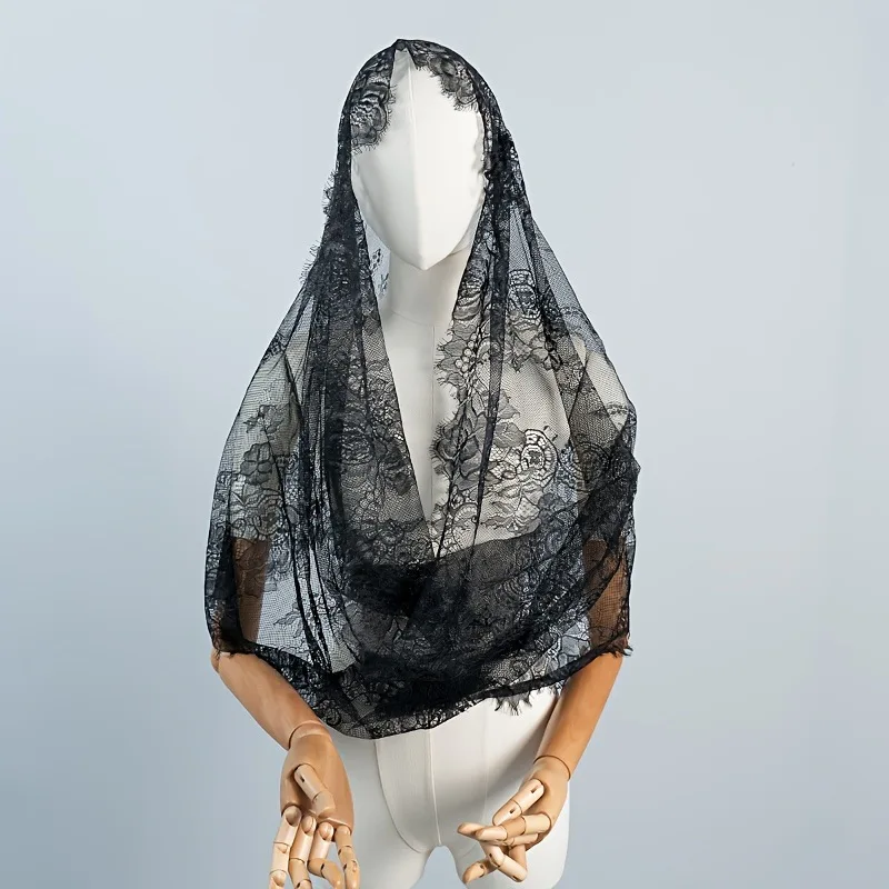 

Европейский и американский свадебный кружевной шарф-вуаль для невесты, головной убор, защита от солнца, декоративный головной платок для женщин