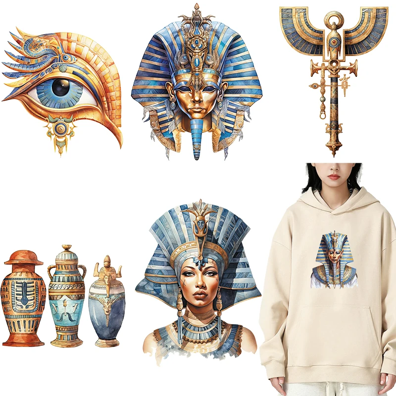 8 types Ancient Egyptian element pharaoh goddess DTF Thermo Sticker Decals Heat Transfer Clothes Clothing Crafts Diy Accessory