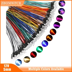 50pcs 12v Pre Wired Led Diode Lights 5mm Emitting Diodes Kit For DIY Scientific Experiment