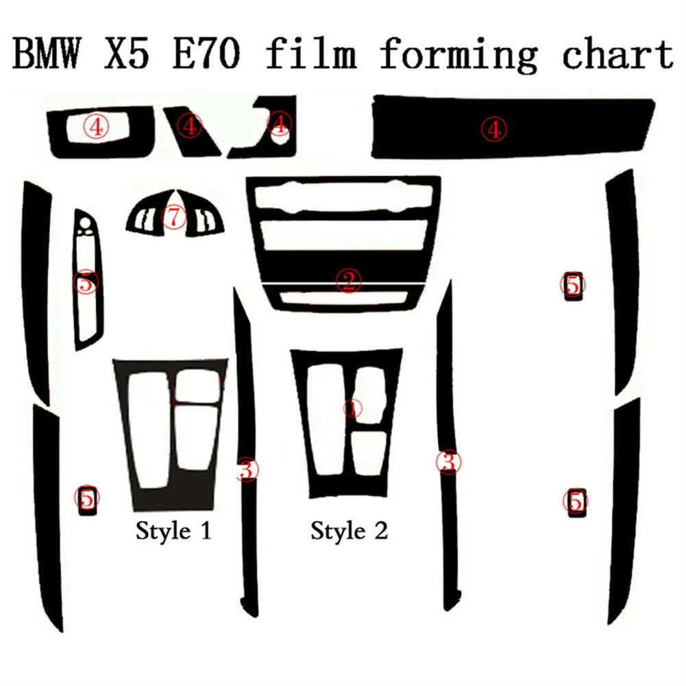 Carbon Fiber Pattern Interior DIY Styling Trim Decals Automotive Interior Stickers For BMW X5 E70 2007-2013 5D Car Accessories