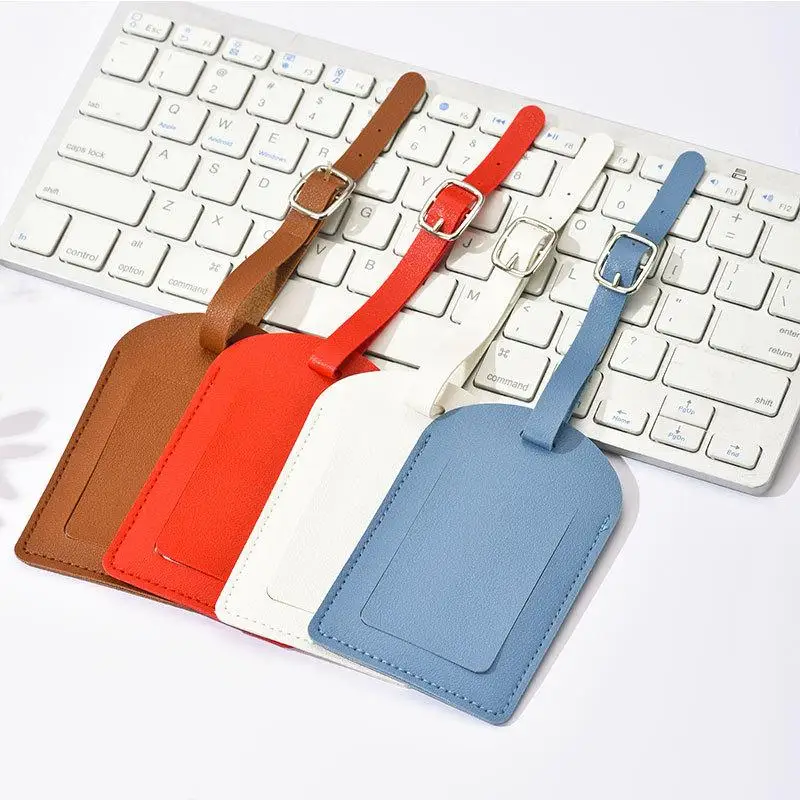 Suitcase Identifier Label Baggage PU Leather Boarding Bag Tag Name ID Address Holder Accessorie Travel Luggage Tag For Women Men