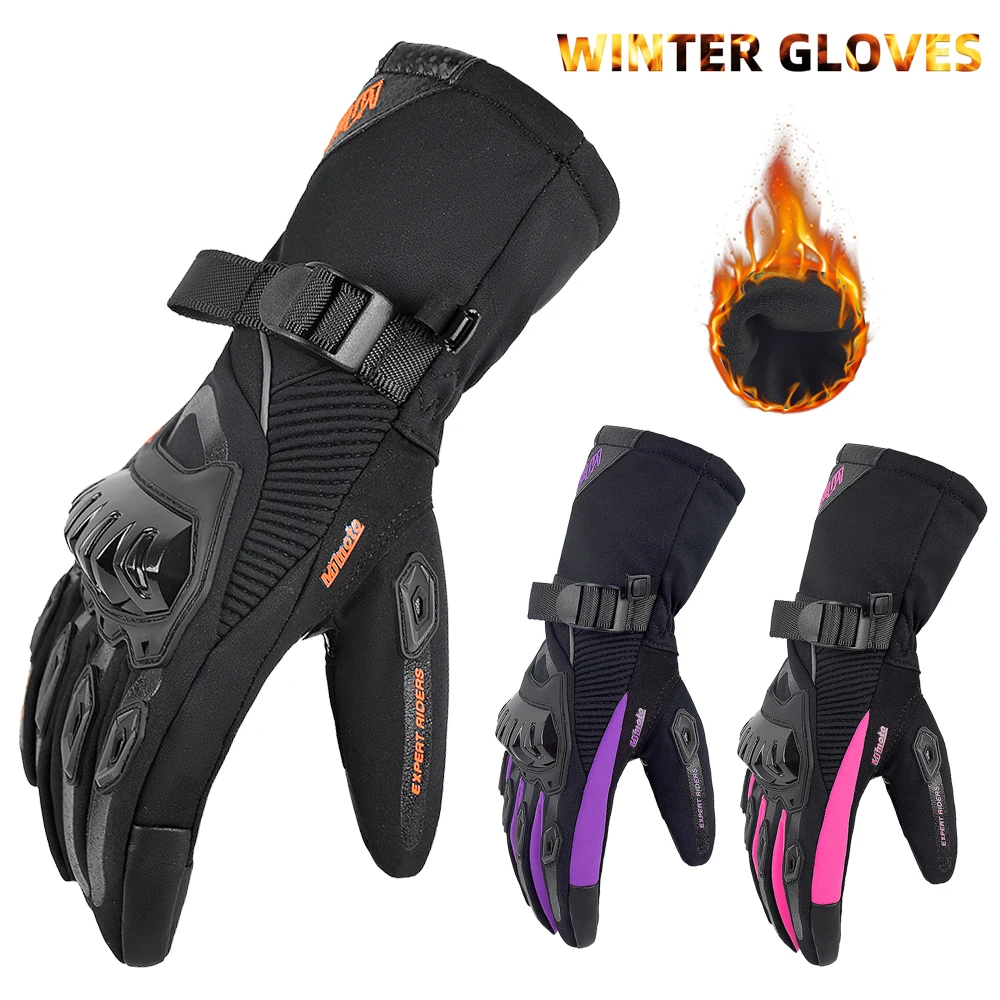

Winter Motorcycle Gloves Waterproof Warm Men Women Full Finger Moto Glove Touch Screen Motorbike Riding Gloves Black Pink Purple