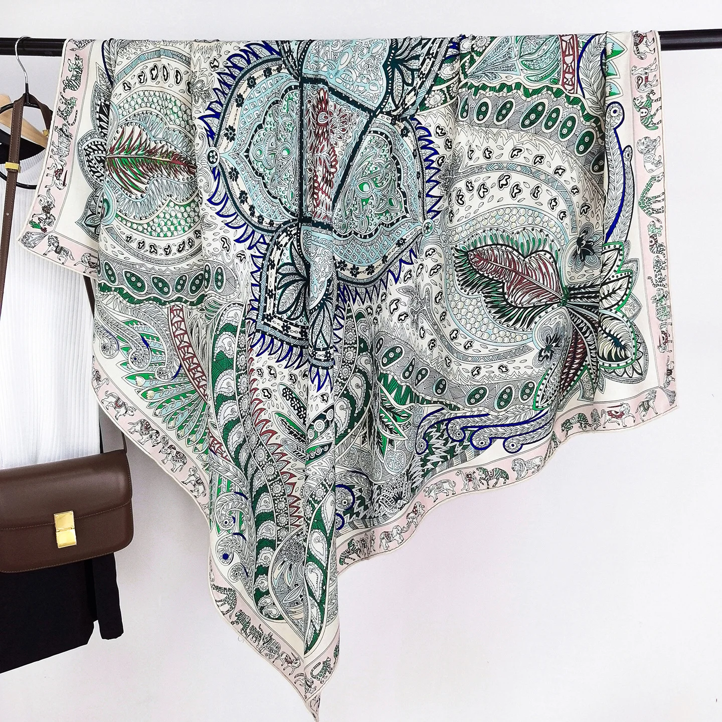 Paisley Print Wool Silk Scarf 135CM Women Hand rolled Shawls Warm Soft Pashmina Oversized Foulard Wrap Stole Scarves