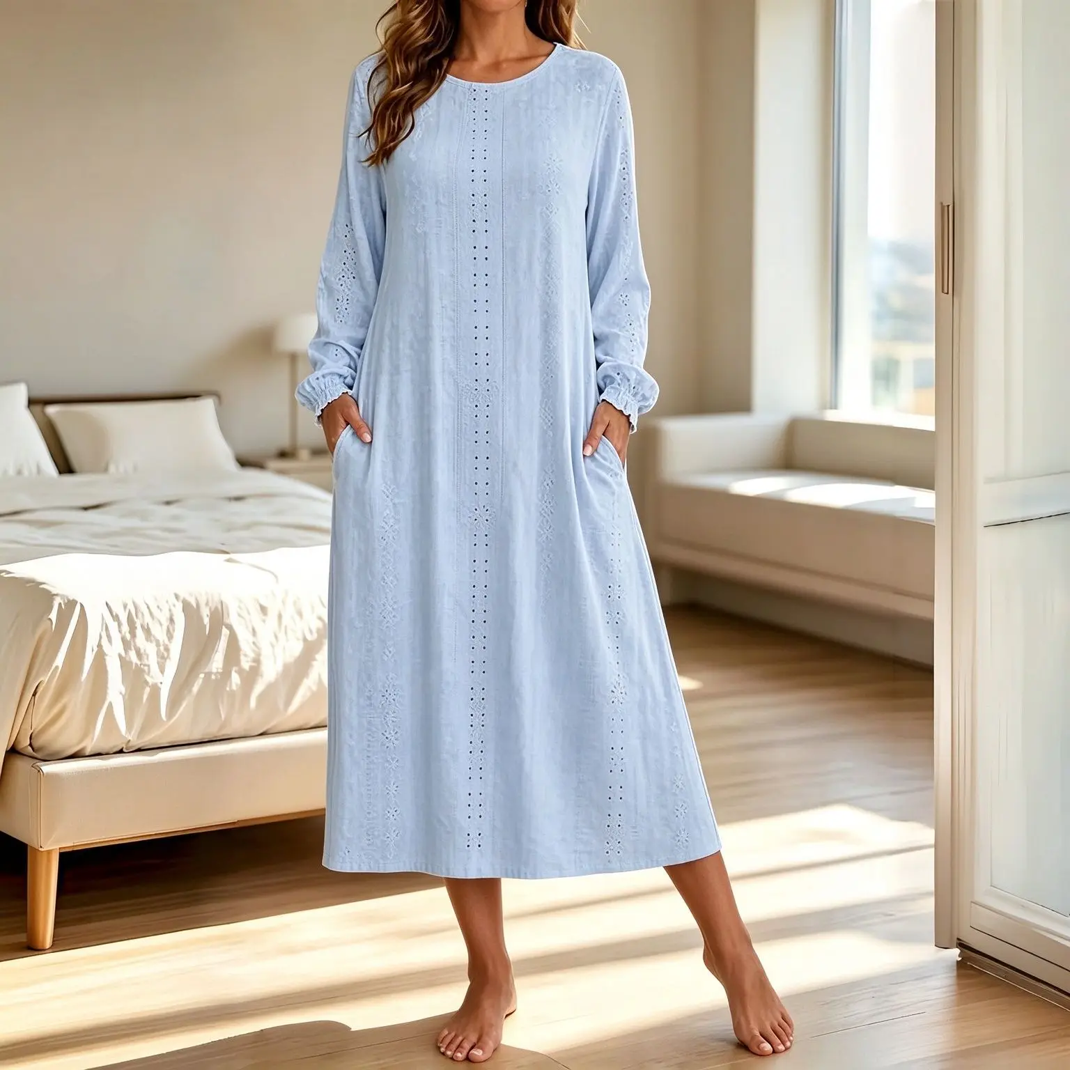 Women's Elegant Long Maxi Dress Autunm Loose Casual Long Sleeve Loose Midi Dress Bohemian Vestidos Female Robe Roupas Femininas
