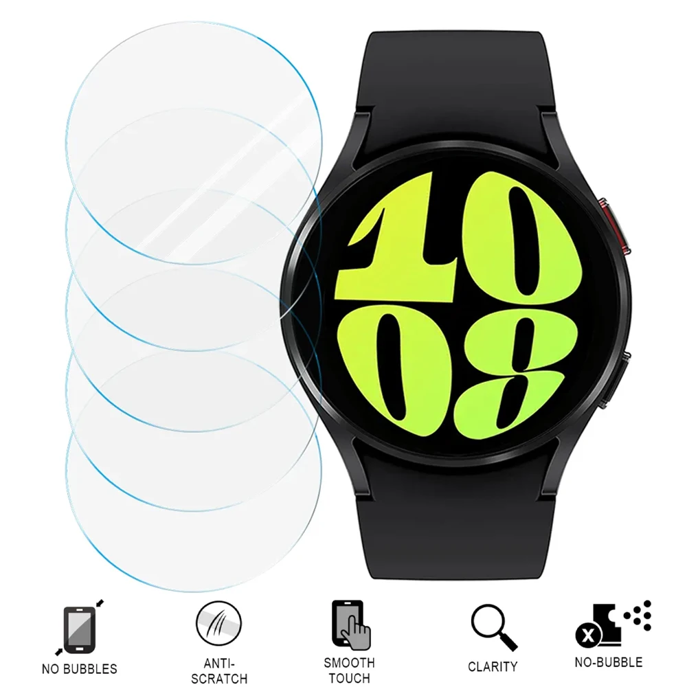 Vidro temperado para samsung galaxy watch 6 clรกssico 40mm 44mm 47mm 43mm acessรณrios hd claro anti-risco filme protetores de tela
