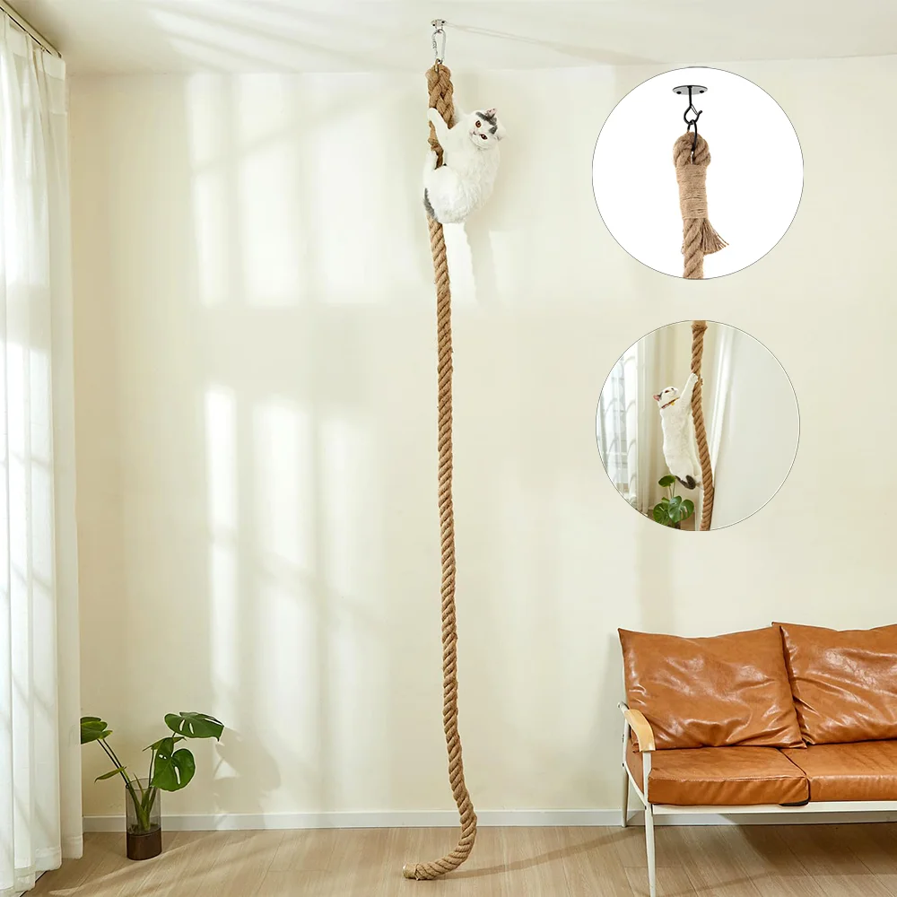 

3m ceiling cat climbing jute rope wall mounted solid wood pet home suitable for indoor and outdoor cat wall mounted furniture
