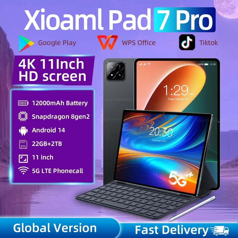 MI Pad 7 Pro-Tablette PC de 11 Pouces avec Écran HD 4K, Android 14, 16 Go + 1T, 2025 mAh, 5G, Touriste, EpiWiFi, GPS, Nouveauté 12000