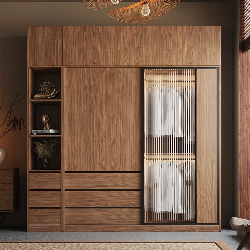 

Nordic wood clothes closet moden household simple sliding door wardrobe large storage armarios de habitación bedroom furniture