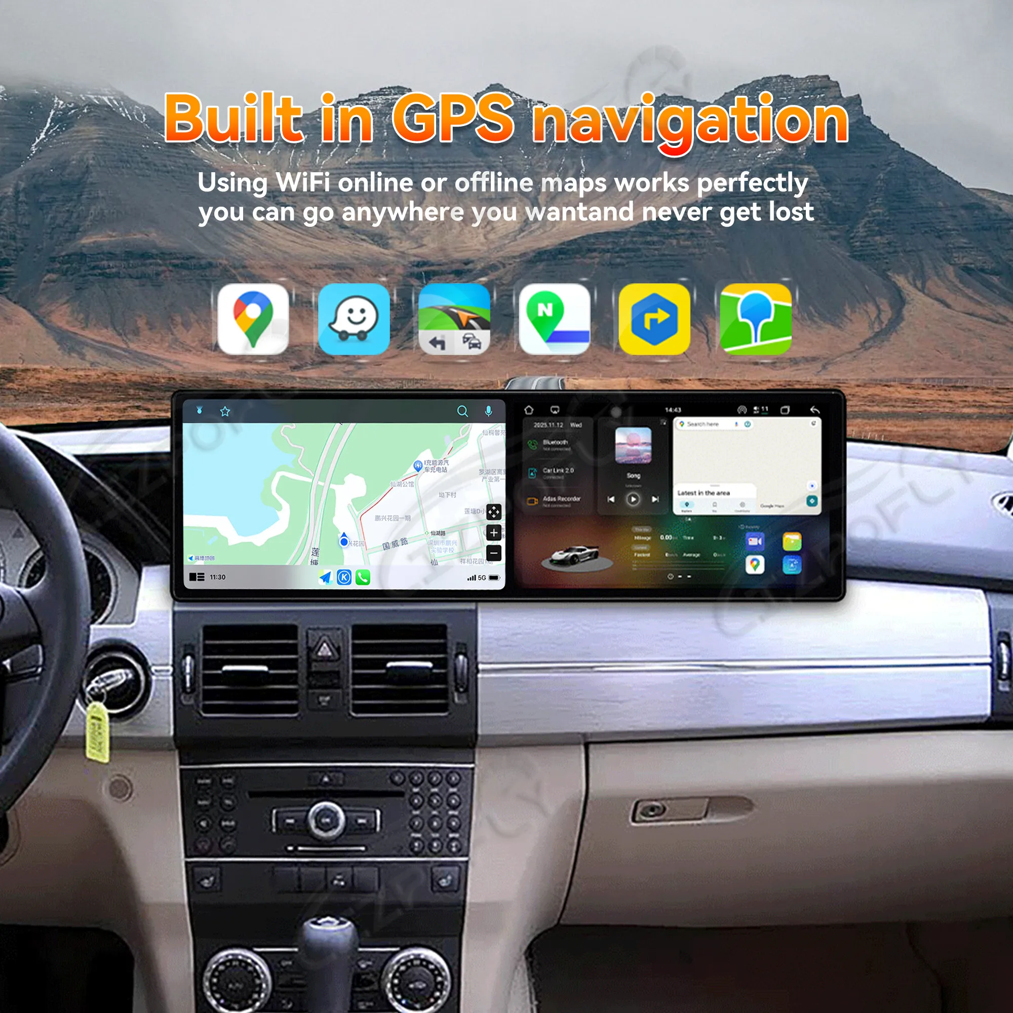 

Двойной 9,1-дюймовый автомобильный радиоприемник CarPlay Android 15, для Mercedes-Benz GLK X204 2009-2012, мультимедийный плеер с сенсорным экраном, GPS-навигация, 4G