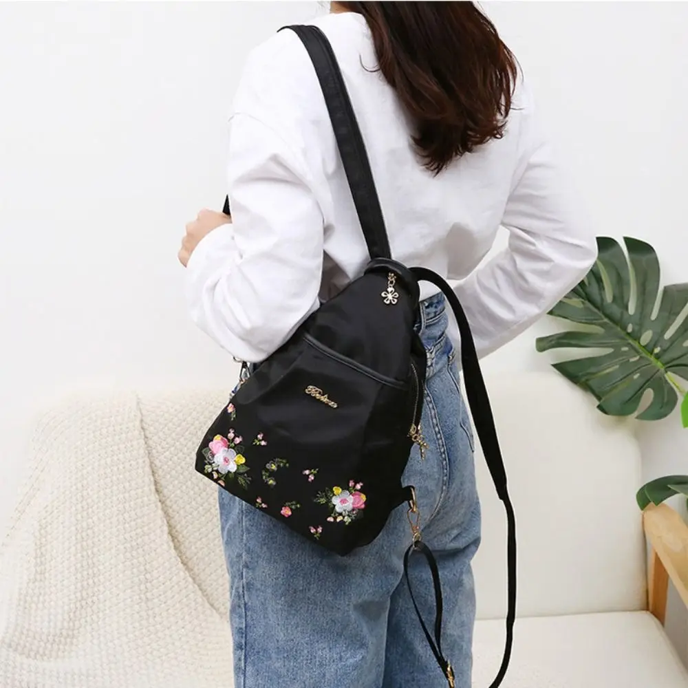 Waterproof Oxford Women Backpack Fashion Casual Embroidery Bag Designer Female Large Capacity Travel Handbag Shopping Knaps