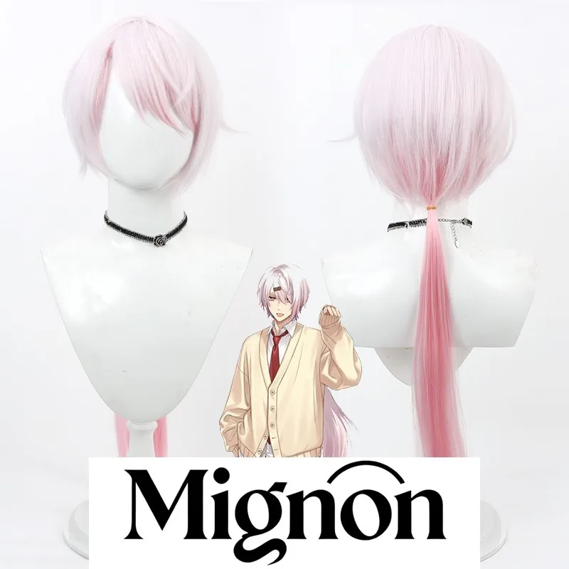 ニージャンジ Vtuber ジェンダーベンド し이나ゆいか 男性版 コスプレウィッグ、ピンクグラデーション