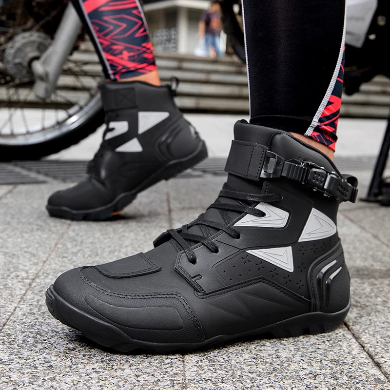 Men Leather Motos Breathable Anti Slip Wear-resistant Riders Boots Motorbike Racing Ankle Length Shoes 2026 New Motorcycle Boots