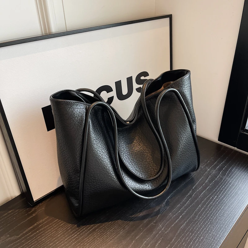 Weiche Leder frauen Tasche Hohe Kapazität Schulter Frauen Tasche Einfache Einfarbig Handtasche Geldbörse Weibliche Top-Griff Tasche Büro handtasche – Detail 2