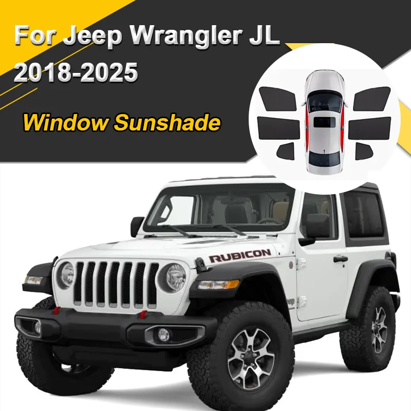 

Автомобильные солнцезащитные козырьки для Jeep Wrangler JL Rubicon, 5-дверные, 2018-2025, солнцезащитные козырьки с магнитной теплоизоляцией, козырек для окна, автоаксессуары