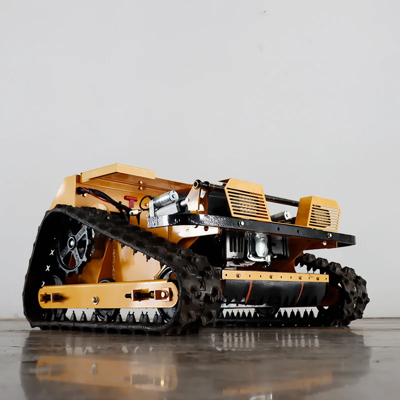 Customized GPS-controlled Smart Remote-controlled Lawnmower Robot with Zero-rotation Rubber Tracks for Precise Lawn Mowing