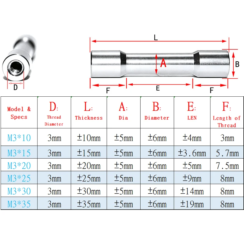 Smooth CNC Machined Round 6061 Aluminum Female Thread Standoff Long Nut Support Tube for FPV 4-Axis Drone
