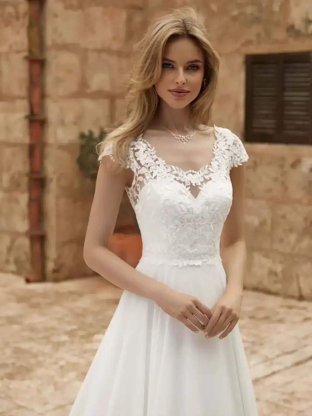 Vestidos De novia bohemios con cuello en V, manga corta, apliques, botones De encaje, ilusión, novedad