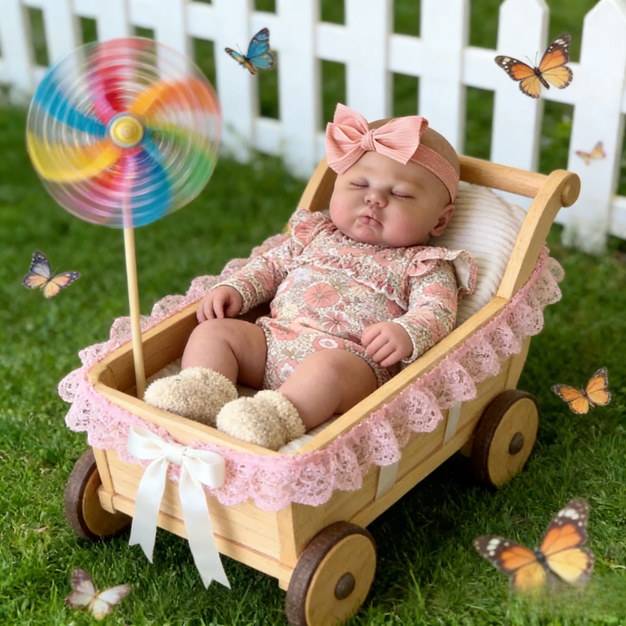 60cm Lifelike Reborn Pickle Toddler Girl - Soft Touch 3D Skin, Sleeping Art Doll