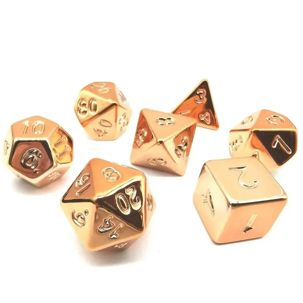 New Style 7Pcs/Set Gold Plating Dice Cthulhu DND Run Dice Table Games RPG Polygonal Dice Set Children\'s Board Game Party Gift