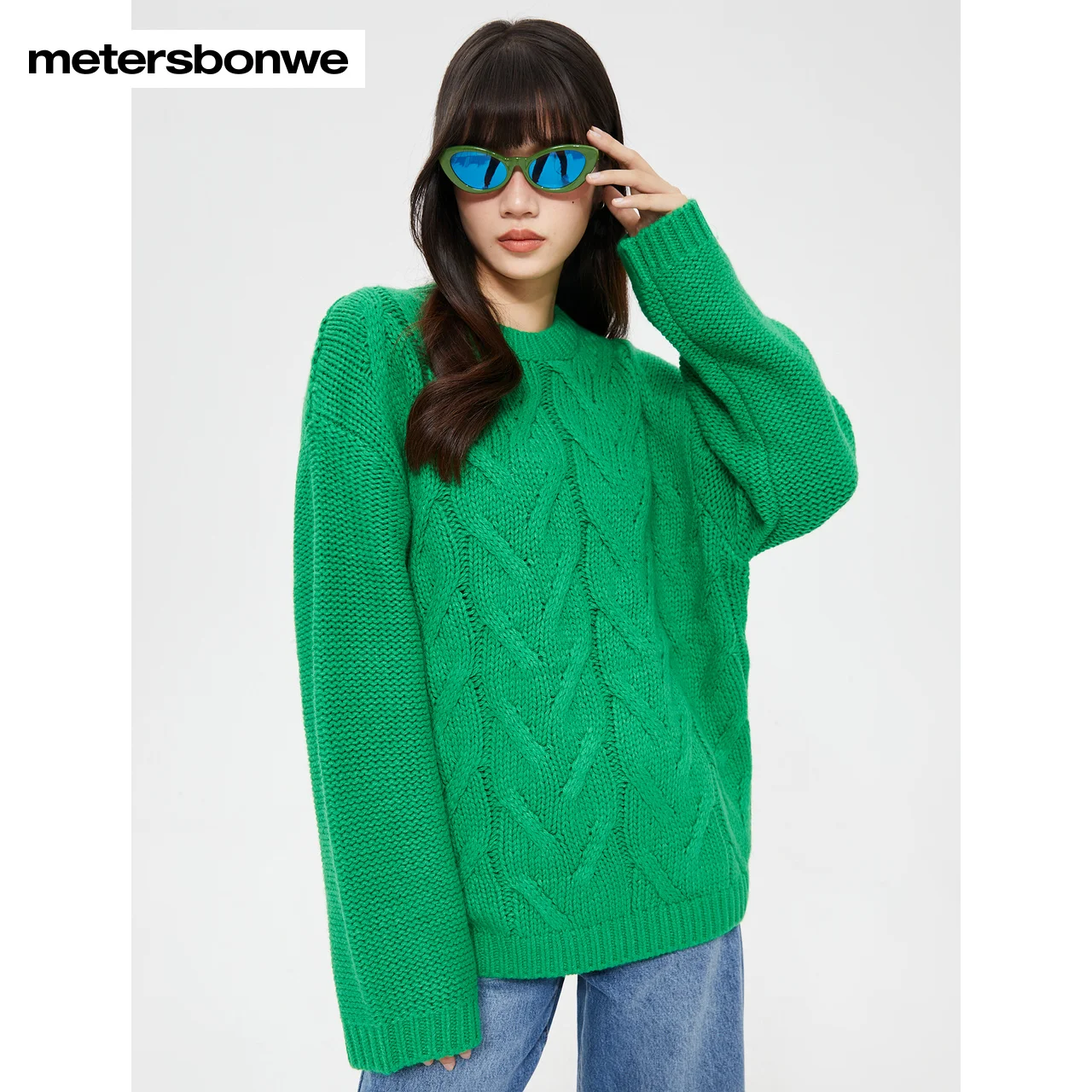 

Metersbonwe O-Neck Sweater Women Autumn Winter New Fashion Green Pullover Ladies Jumper Brand Tops