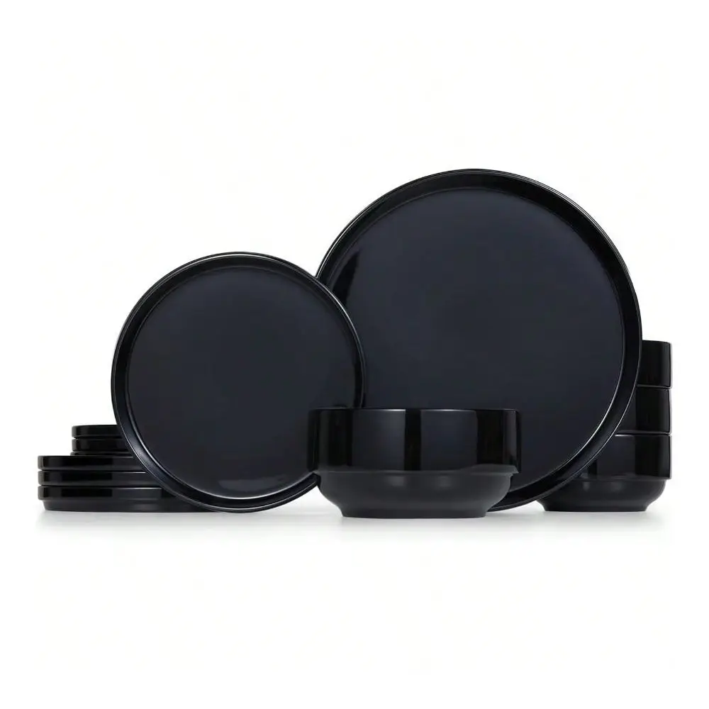 Dinnerware Set, 12Piece Service For 4, Soup Bowls 31.5 Oz, Salad Plates 7.5 , Dinner Plates 10.5 , Round, Microwave And Dishwas