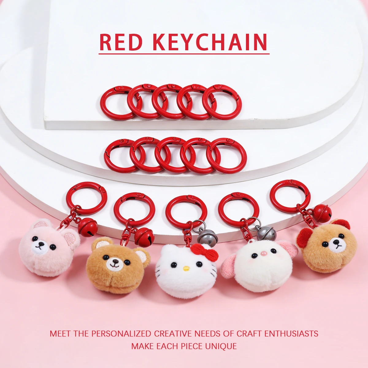 

5/10Pcs Red 25mm Zinc Alloy Trigger Round Snap Keyring Buckle Snap Hook O Ring Buckle for Keychain Bag Purse DIY Accessory