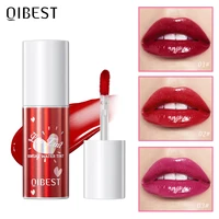 QIBEST-pintalabios líquido, brillo de labios de agua, tinte rojo Sexy, hidratante de larga duración, belleza Natural, maquillaje de labios