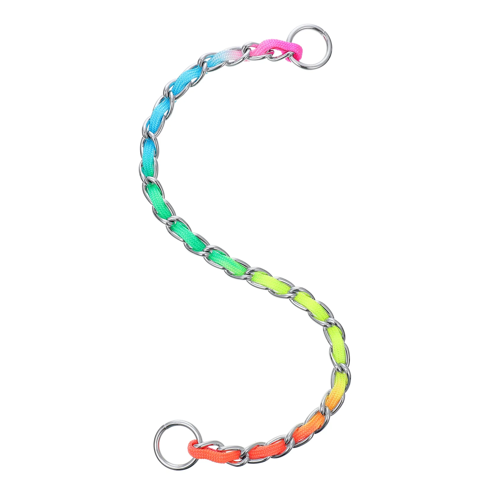 

1pc Rainbow Nylon Dog Collar Rustproof Durable Training Choker For Puppy Pet Obedience Exercise Chain Collar Pet Supplies