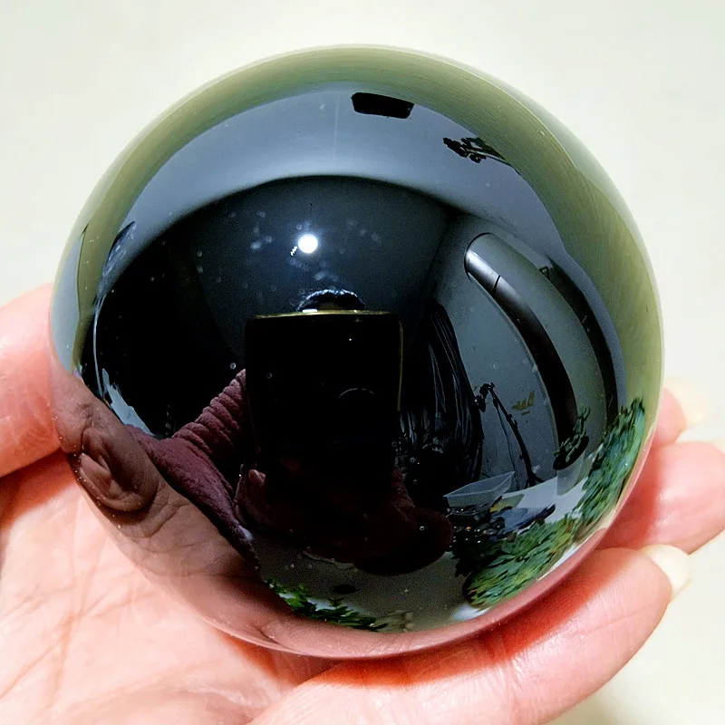 Natural Obsidian Crystal Ball Stone Sphere Home Room Decoration Diviner Circular Wedding Photography Healing Crystals