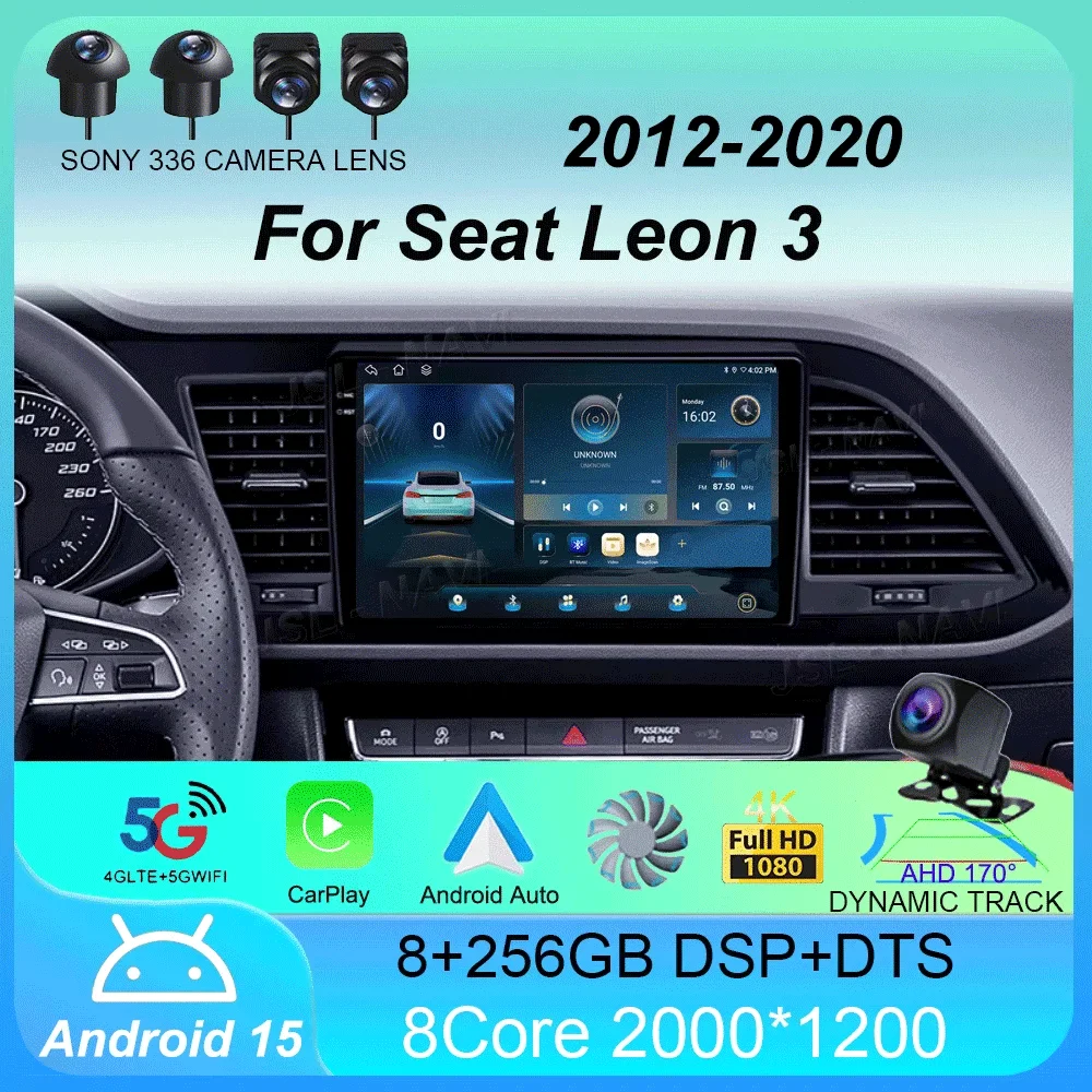 

Car Radio Android 15 Carplay For Seat Leon 3 2012 2013 2014 2015 - 2020 Navigation GPS Multimedia Player stereo wifi+4G Auto BT
