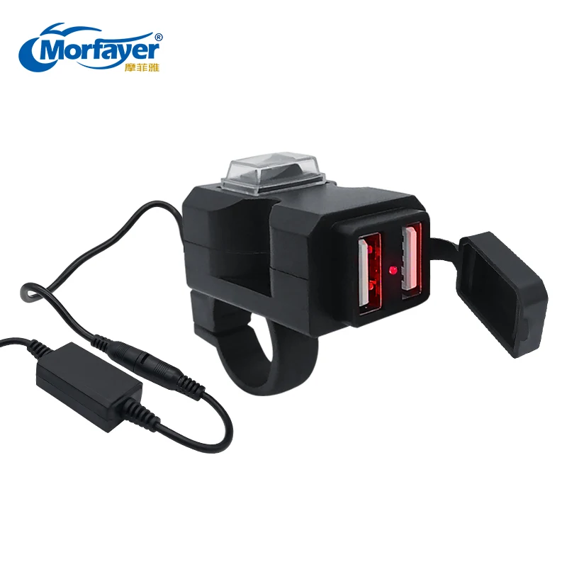 Motorcycle Waterproof 5V 3.1A Double Usb Charger Phone Quick Charging With Switch
