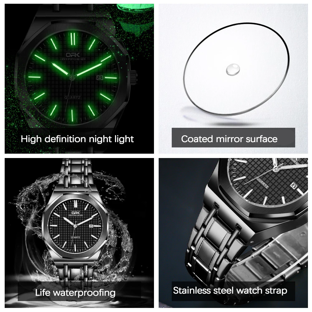 UTHAI CQ270 Простые и модные мужские часы, легкий роскошный деловой календарь, водонепроницаемые кварцевые часы, мужские часы