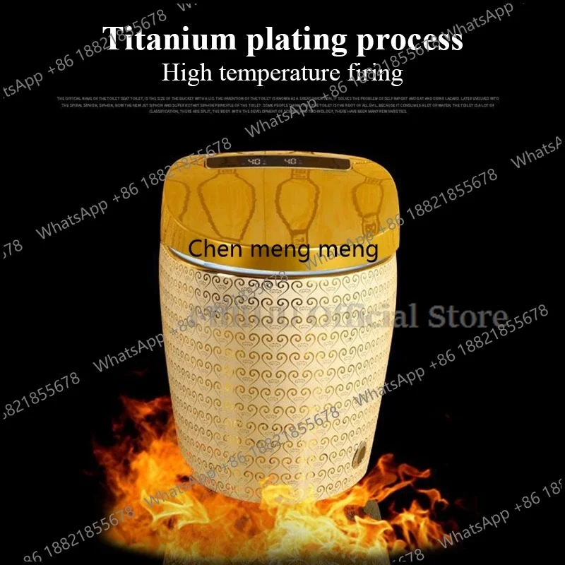 

One Piece Golden Smart Toilet Bidet Built In Concealed Cistern Intelligent Toilet Elongated Warm Water Night Light Heated Seat