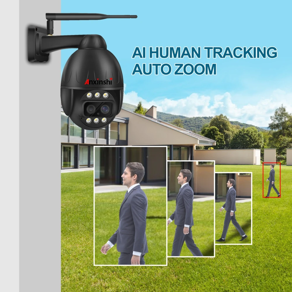 Imagem -05 - Câmera ip Ptz de Lente Dupla Wifi 2.4g 5g Freqüência Dupla Humantracking Bidirecional Audio10x Zoom Impermeável Caixa de Metal Câmera Poe 4k