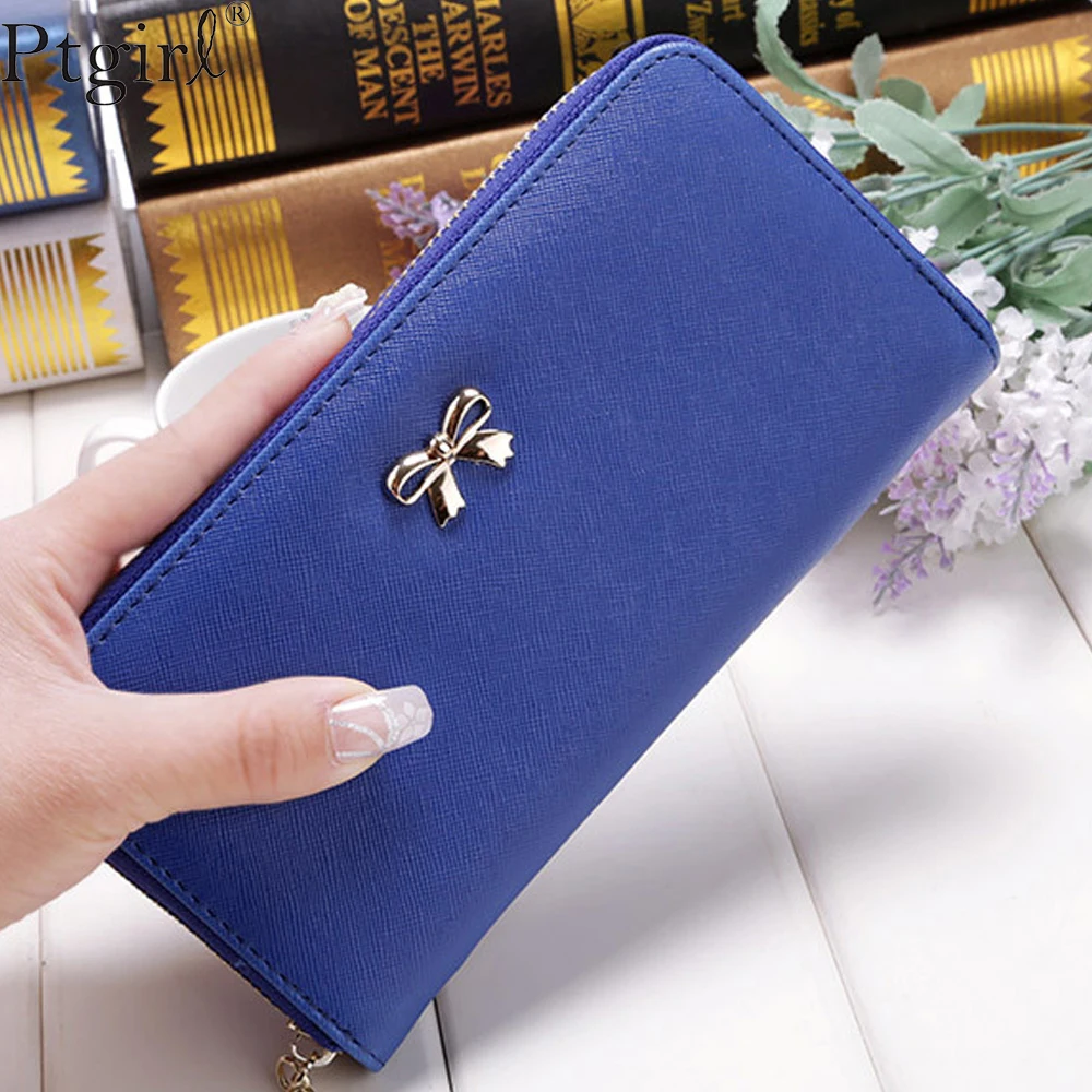 Cards Holder Wallet Ladies Cute Bowknot Women Long Wallet Pure 2024 New women wallets porte monaie femme кашелек женский portfel