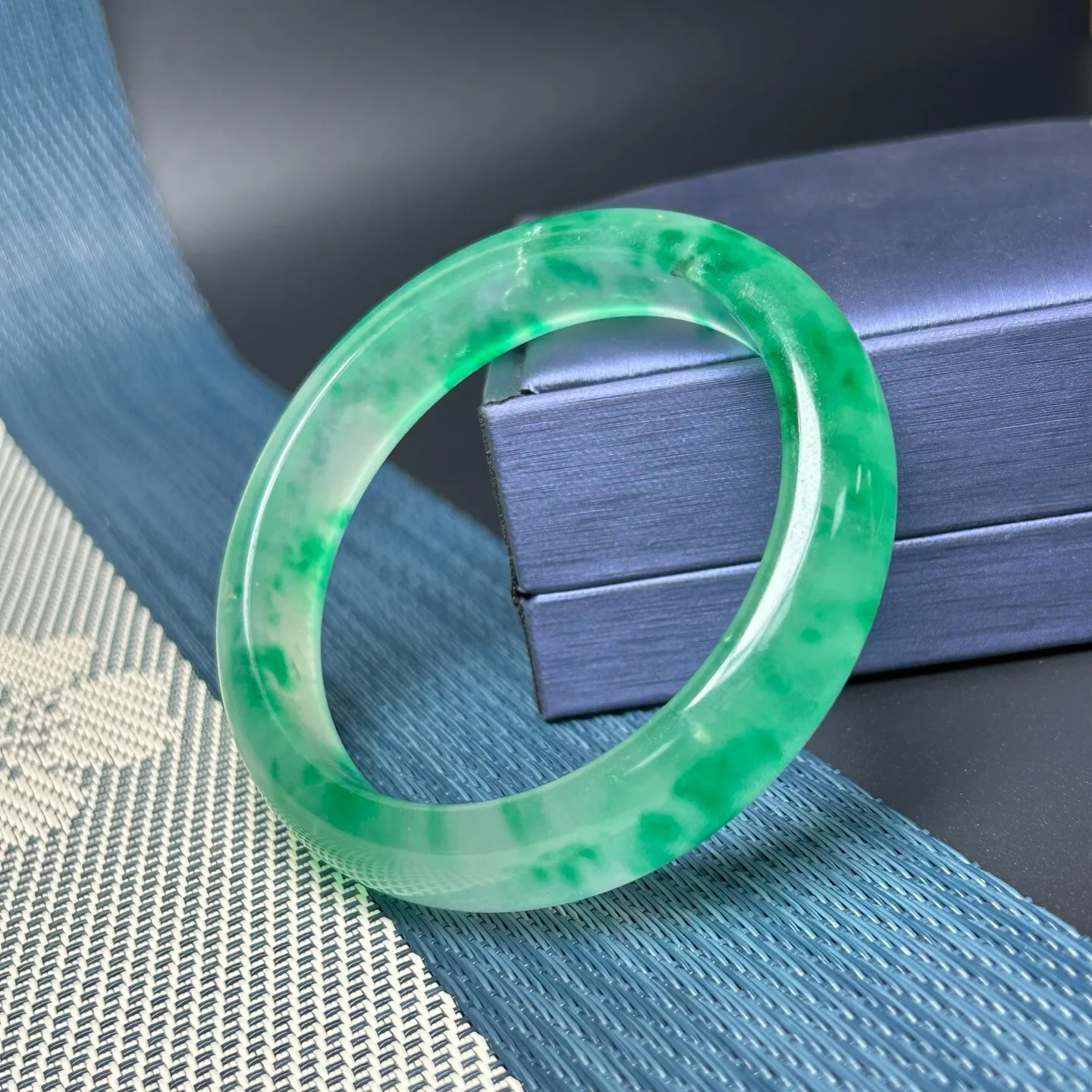 Real Natural Ice Myanmar Green Jade jadeite bracelets bangle 62MM view 4