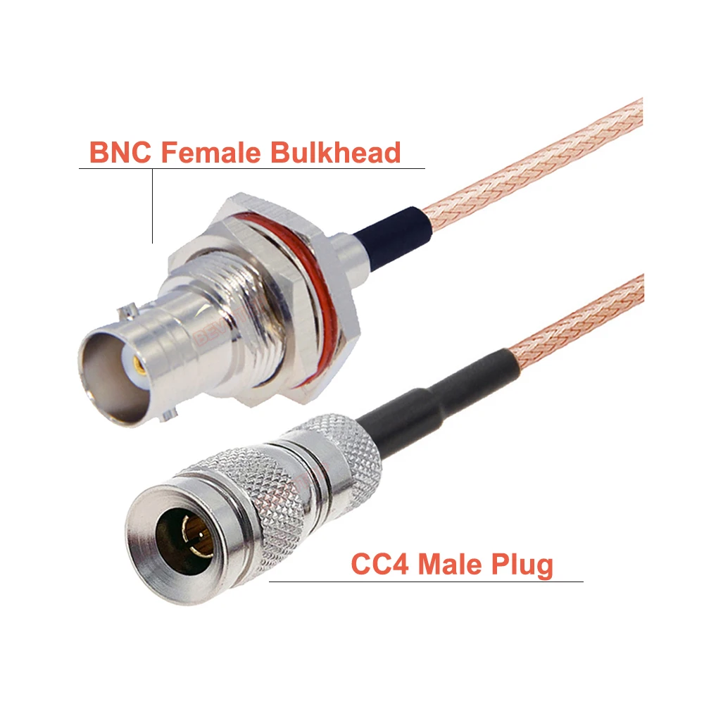 75 Ohm RG179 Cable Waterproof BNC Female Screw Bulkhead to CC4 Male Plug Connector RF Coaxial Pigtail HD SDI Cable BEVOTOP