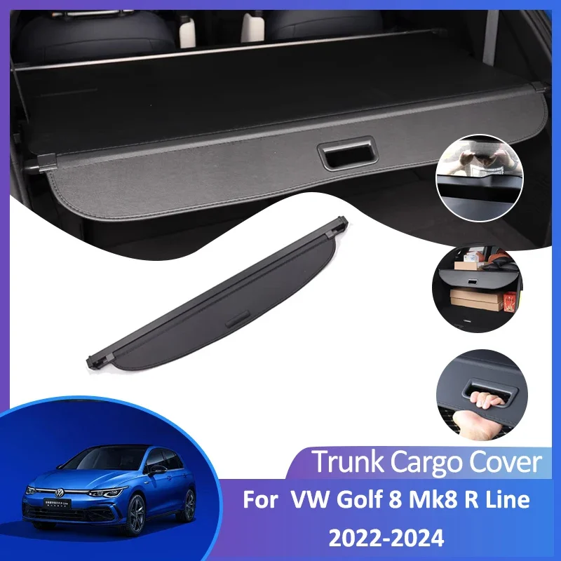 

For Volkswagen VW Golf 8 Mk8 R Line GTI 2022-2024 Rear Trunk Cargo Cover Retractable Luggage Curtain Accessories Shield Shade