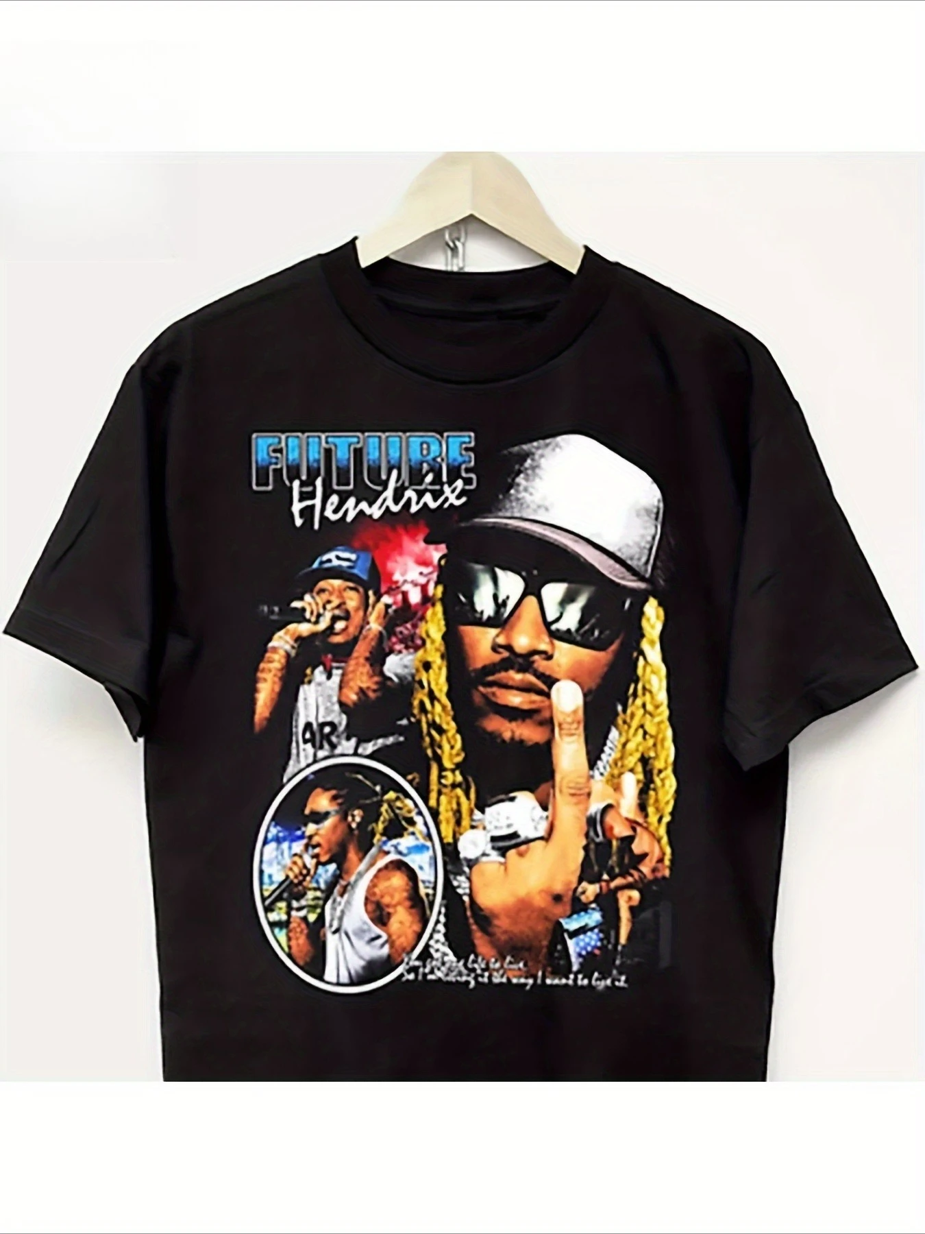 Future Henderson Vintage Concert Pattern T-Shirt Distinctive Digital Print Short Sleeve T-Shirt Unisex Regular Version