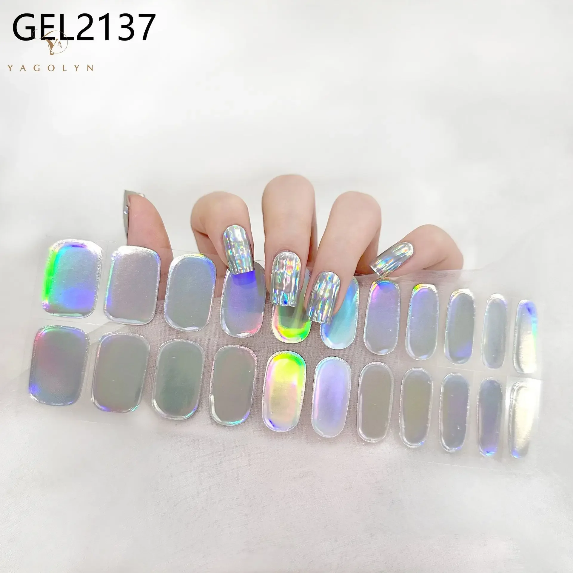 22 suggerimenti Full Curing Gel Nail Sticker Polish Film Non Baking Light Sticker Premium autoadesivo 3D decalcomanie Design Set Manicure fai da te