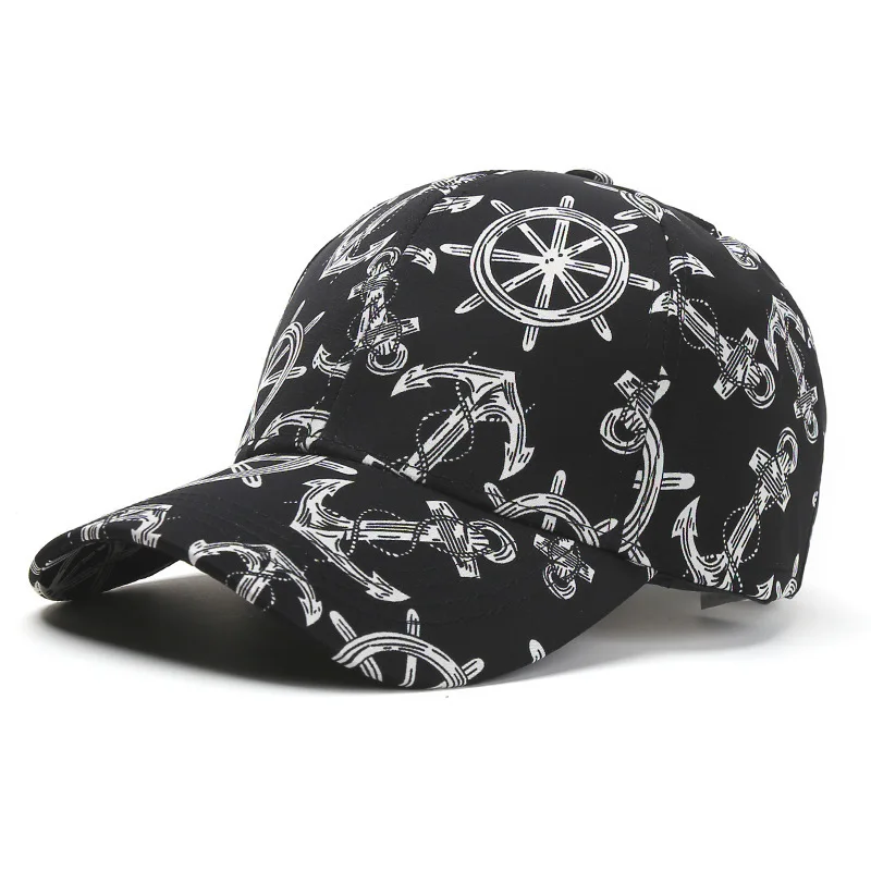 Trendy hip-hop cycling hat, cross-border European and American outdoor printed baseball cap, graffiti sun protection visor cap.