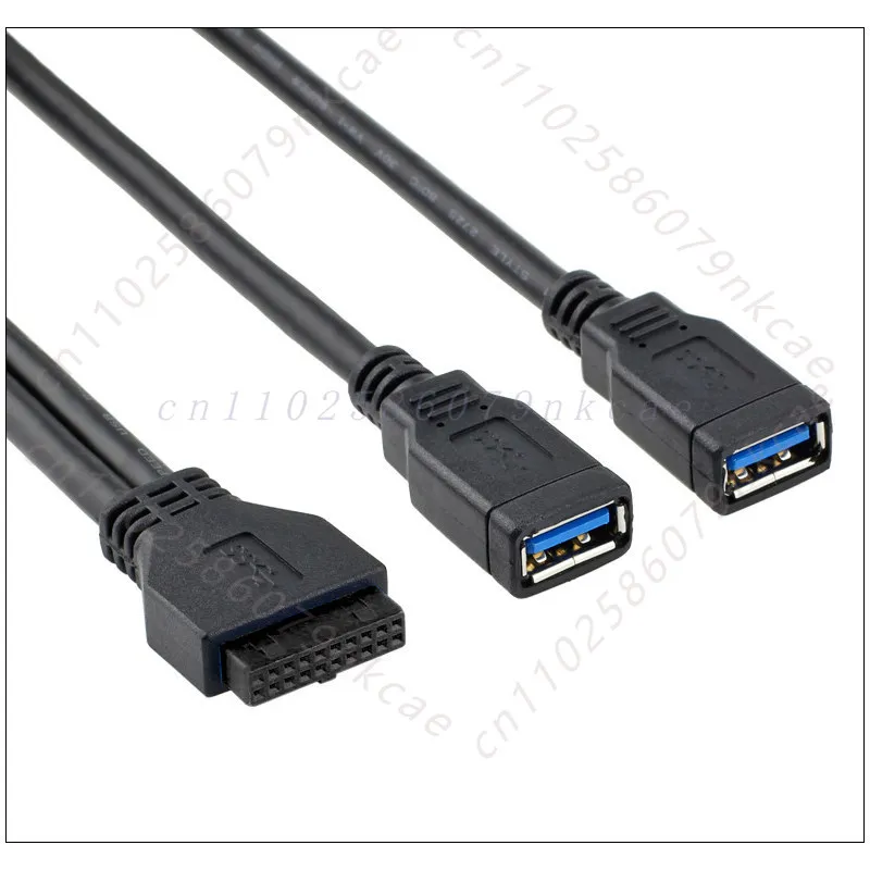 Motherboard USB 3.0 19/20 Pin Header to Dual USB 3.0 Type A Female Cable 1 to 2 Splitter Y Twin Wire DIY for PC Case