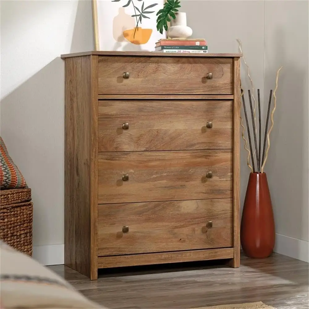 Bedroom Chest Made of Wood in Sindoori Mango Color with 4 Drawers