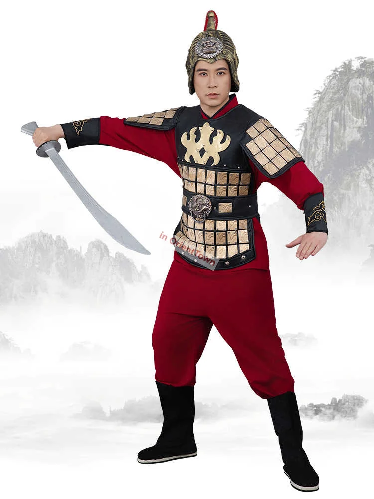 زي درع جندي صيني قديم للرجال ، أردية قتال جنرالات الأفلام التلفزيونية ، بدلة ، فيلم تأثيري ، ملابس محارب زراعية ، ملابس