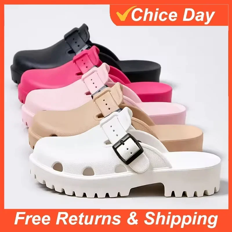 Summer New Heels Clogs Women EVA Openwork Sandals Soft Platform Modern Slippers Street Beach Slides Shoe Leisure Mules Amagi