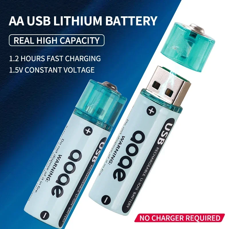 USB AA 1.5V  battery 2700mWh  rechargeable li-ion battery for remote control mouse small fan Electric toy battery high capacity