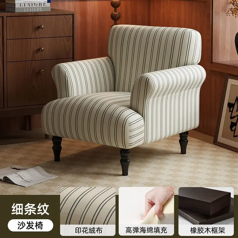 

Chic French Retro Single Armchair, Timeless Wabi-Sabi Design Cotton Linen Seating for Cozy Living Rooms & Tiny Homes