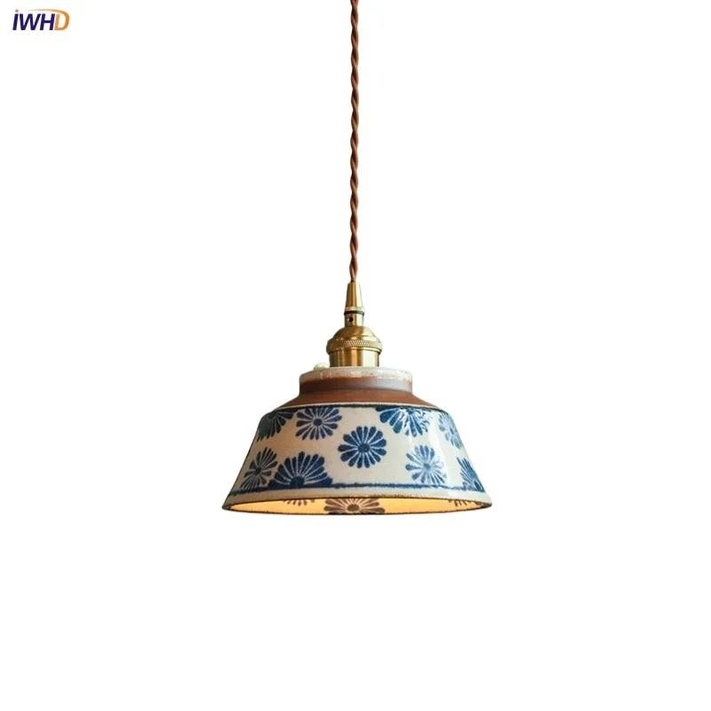 

IWHD Hand Painted Glaze Pendant Light Creative Ceramic Pendant Lamp LED Hanglamp For Dining Room Living Room Home Decor 110-220V