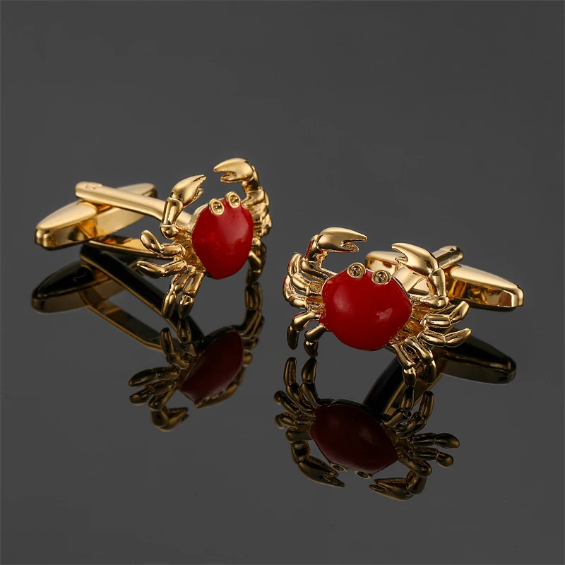 Classic men's French shirt cufflinks high-quality metal Animal Red Crab cuff buttons business suit accessories jewelry gifts